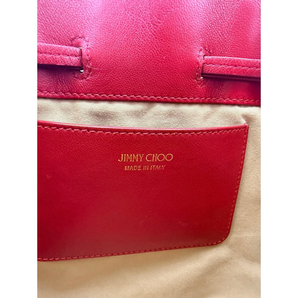 Authentic Jimmy Choo Barra Bucket/Tote | Red Nappa Leather - Picture 6 of 16